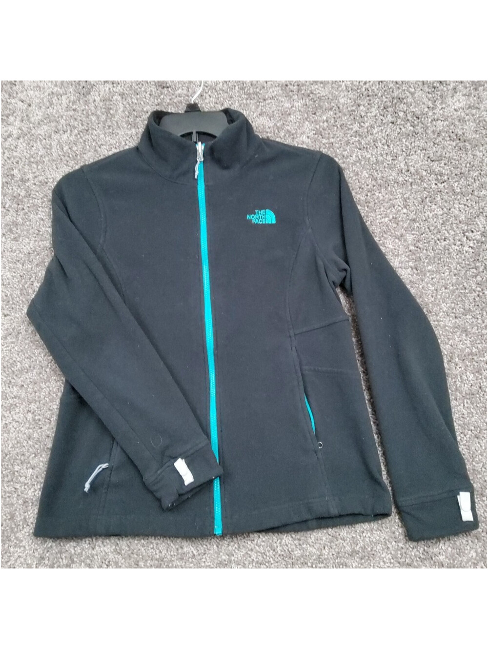 The North Face Jacket Women Medium Sweater Fleece Full Zip Zipper Black Teal
